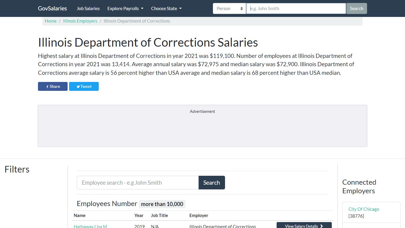 Illinois Department of Corrections Salaries - Illinois